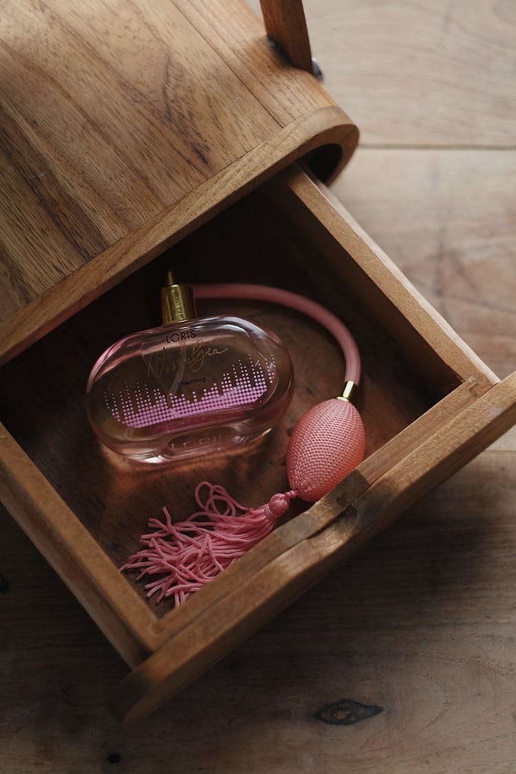 Fancy Perfume Bottle In Wooden Box