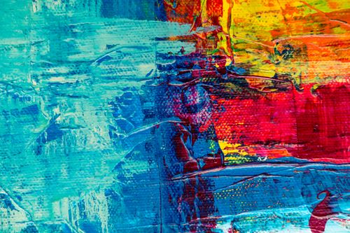 Free Colorful abstract painting with bold textures and vibrant hues on canvas. Stock Photo