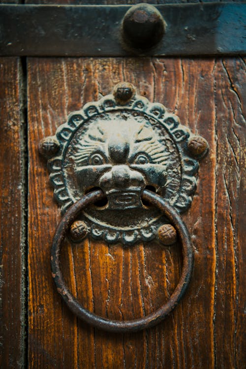 Brass Door Knob on Brown Wooden Door