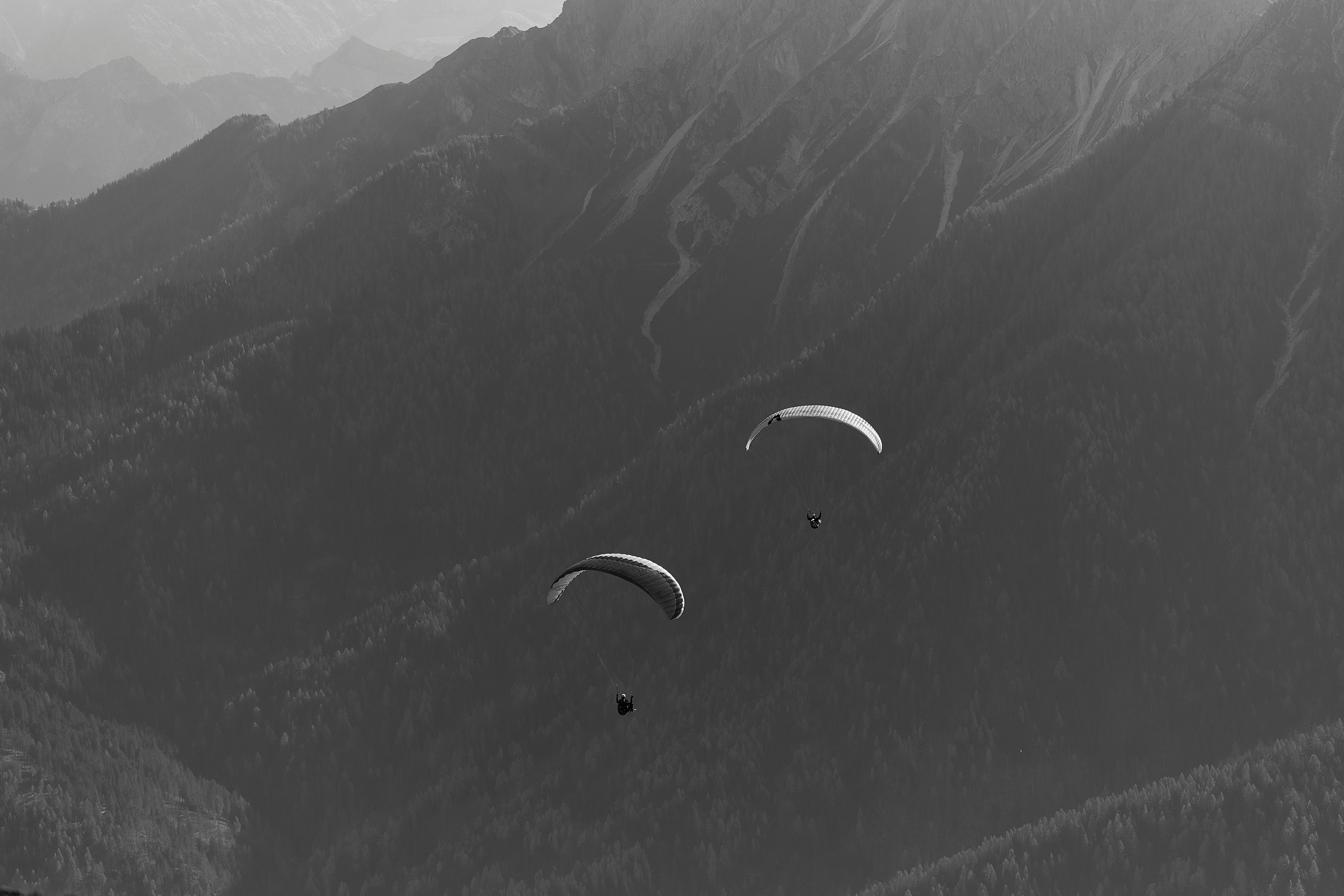 Climbers on an exposed mountain route