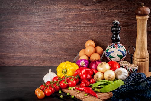 Fresh Vegetables on wood Surface