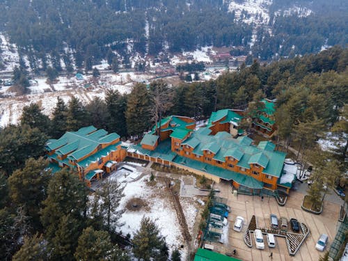 Δωρεάν στοκ φωτογραφιών με grand mumtaz resorts pahalgam, αεροφωτογράφιση, δέντρα