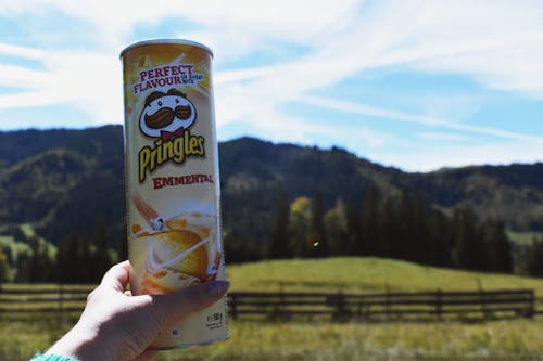 Person Holding Pringles Potato Chips Bottle