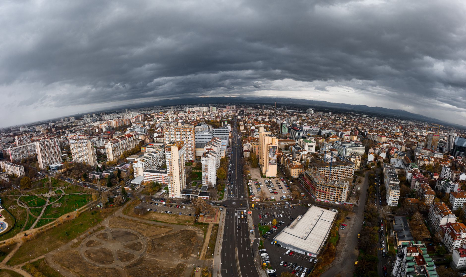 Vitosha mountain from central Sofia in autumn colours