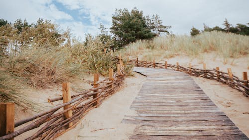 Wooden Boardwalk on Sand