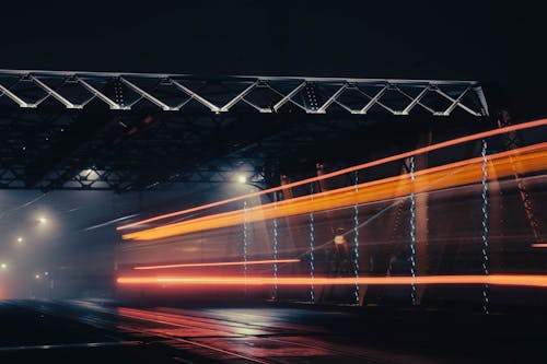 Car Lights Blurred over Street at Night