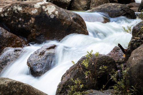 Free Calming image of a waterfall cascading over mossy rocks, highlighting the beauty of nature. Stock Photo