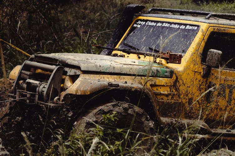 Off-Road Car Stuck In Mud