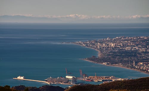 Aerial Shot of City on Coastline