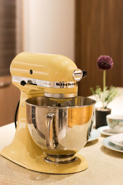 yellow kitchenaid kitchen design