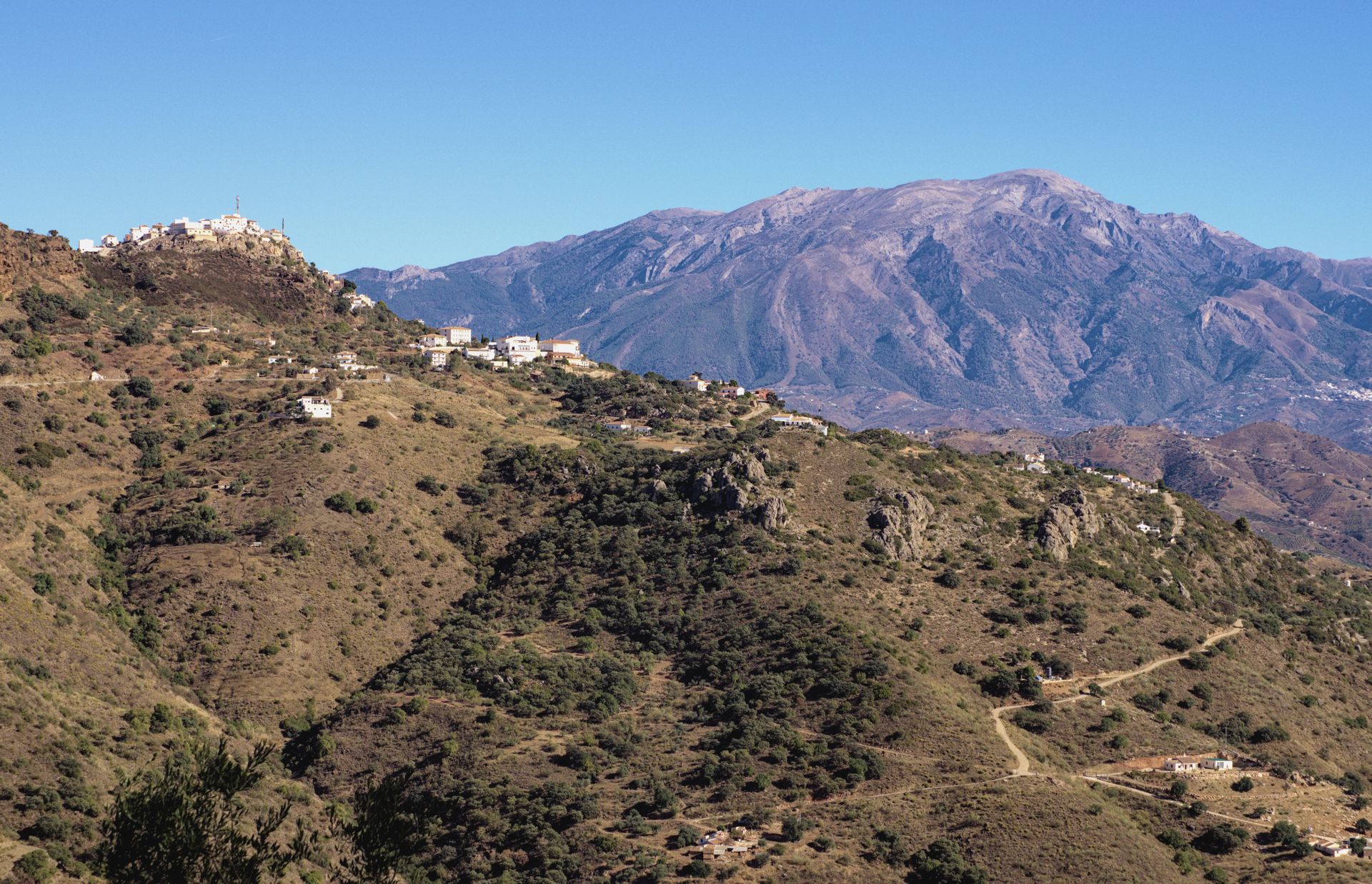 Landscape of Village in Rocky Mountains