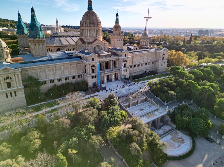 Montjuic National Palace In Barcelona Spain