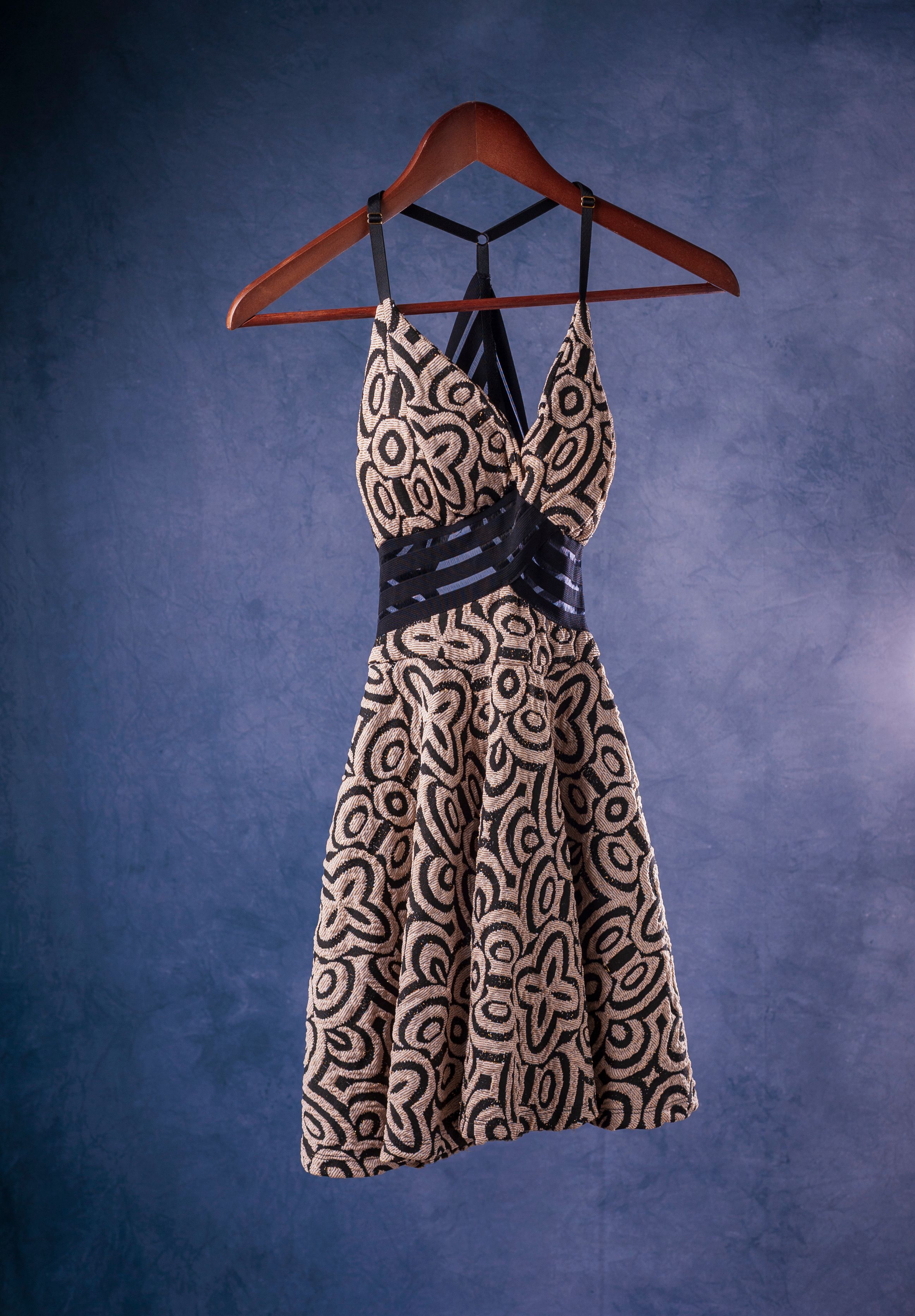 A Spaghetti Black and White Dress Hanging on a Wooden Hanger · Free ...