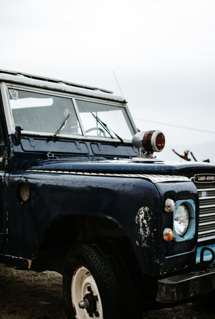 A Blue Vintage Land Rover Car