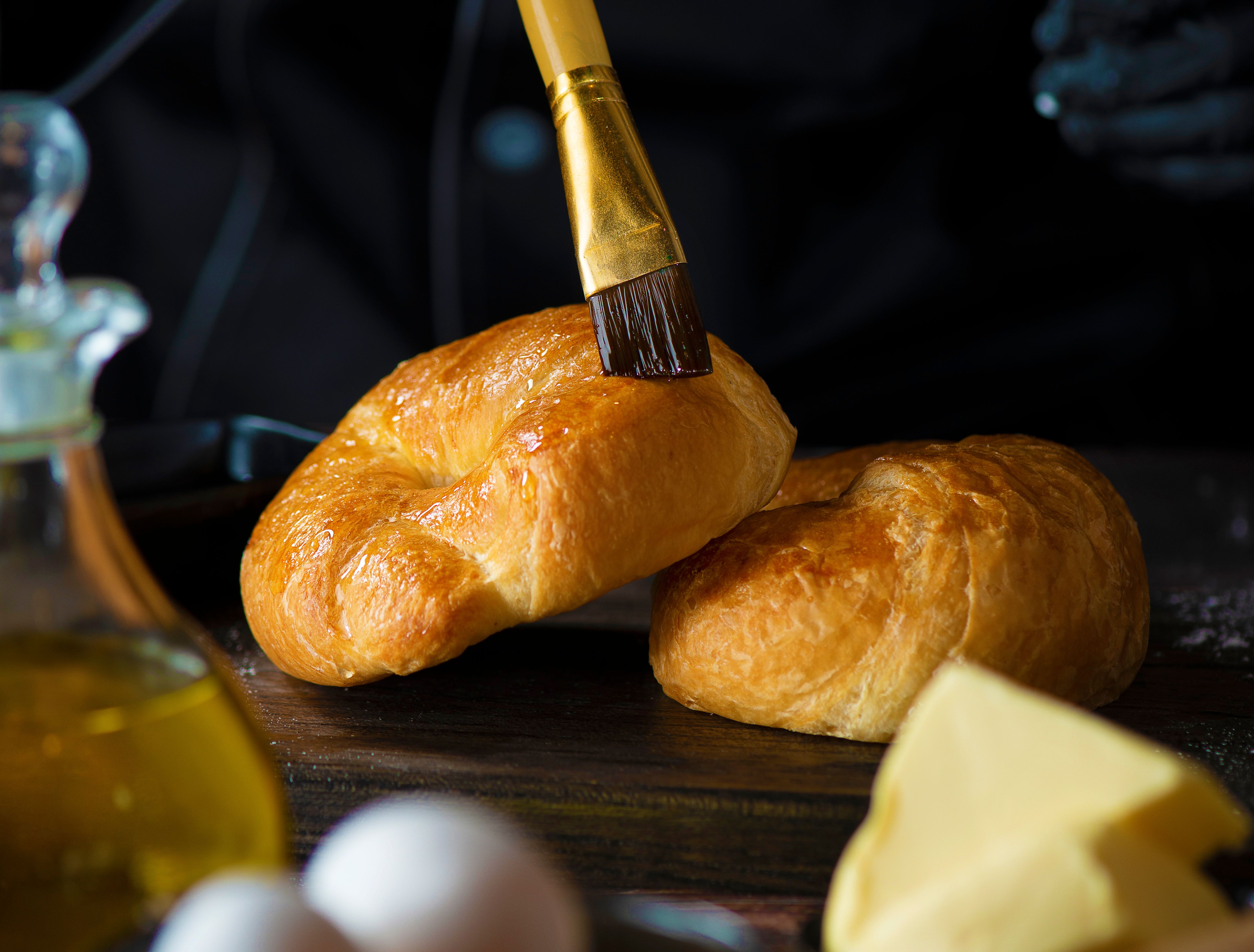 Brush on Melted Butter or Olive Oil