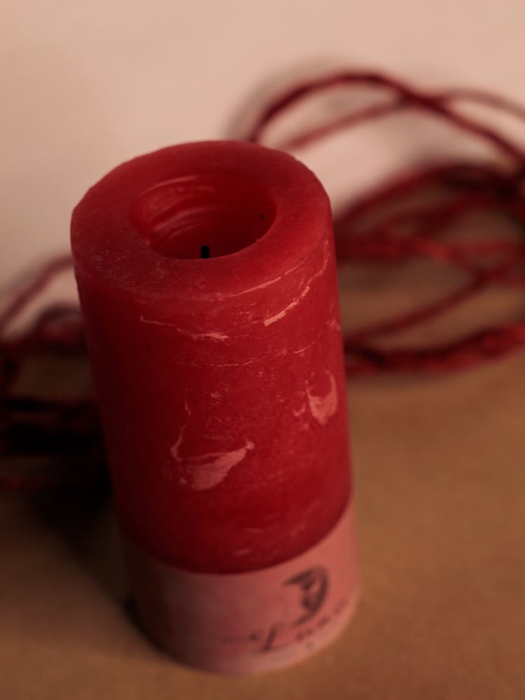 Red Tube Candle In Close-up Shot