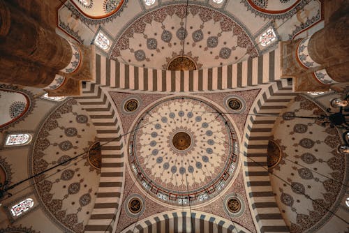 Directly Below Shot of a Mosque Ceiling