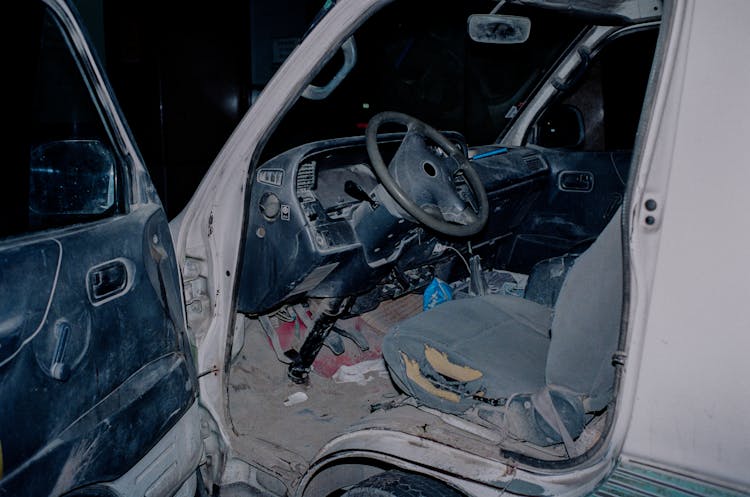 Interior Of An Old Truck 