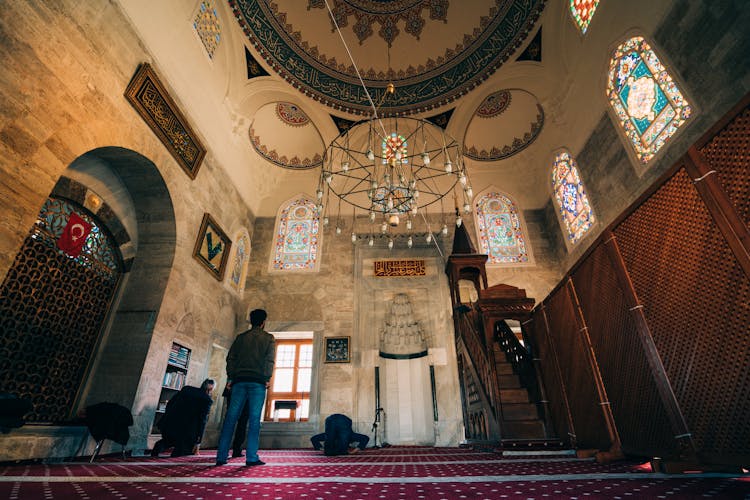 People Worshipping Inside The Shemsi Ahmet Pasha Mosque