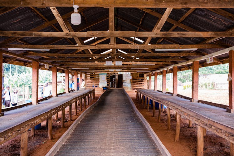 Interior Of A Wooden Construction 