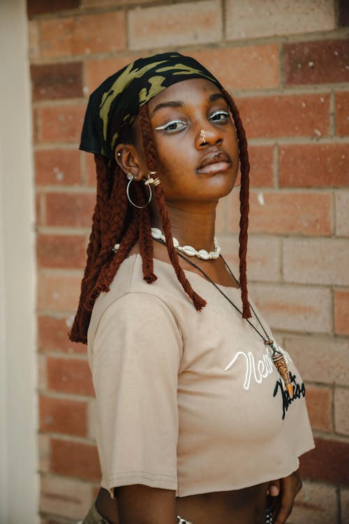 Woman in a Headscarf and Makeup