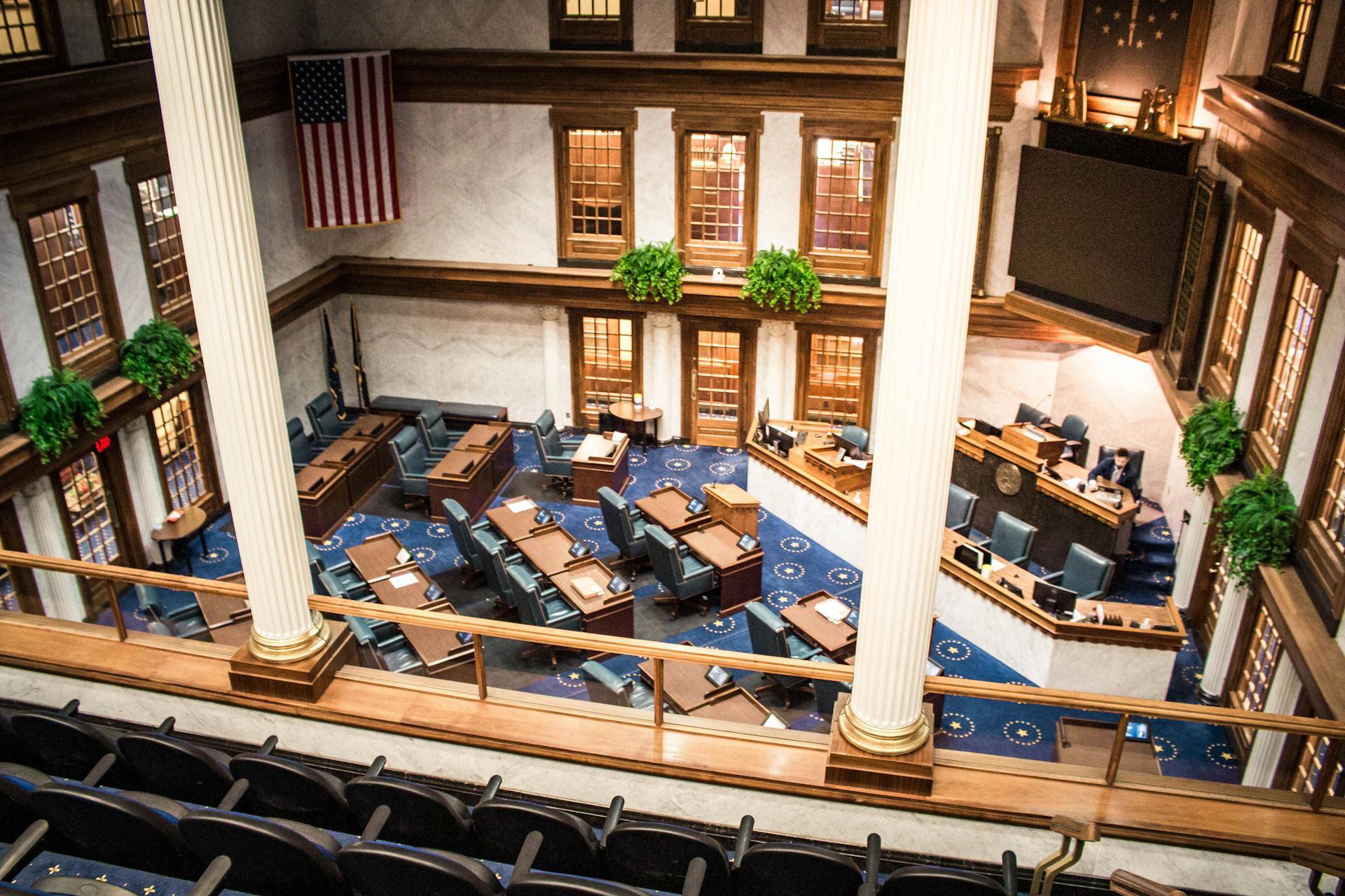 Inside the Indiana State House in Indianapolis Modern Architectural Design Photography 4K Aesthetic Wallpaper Background