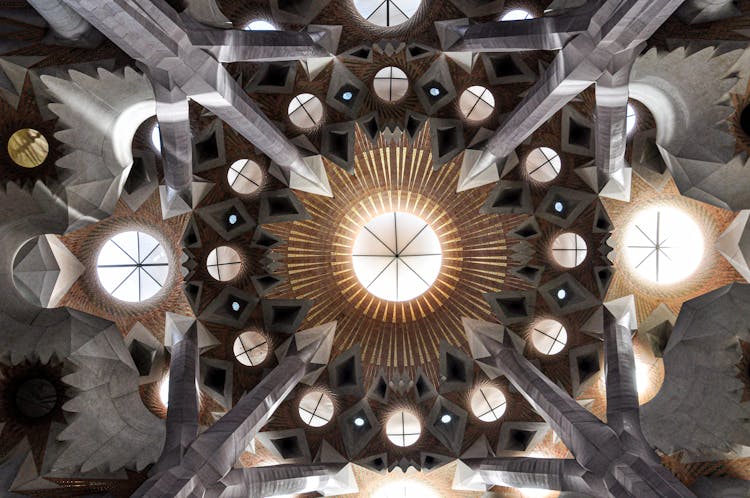 Ceiling Of Basilica De La Sagrada Familia