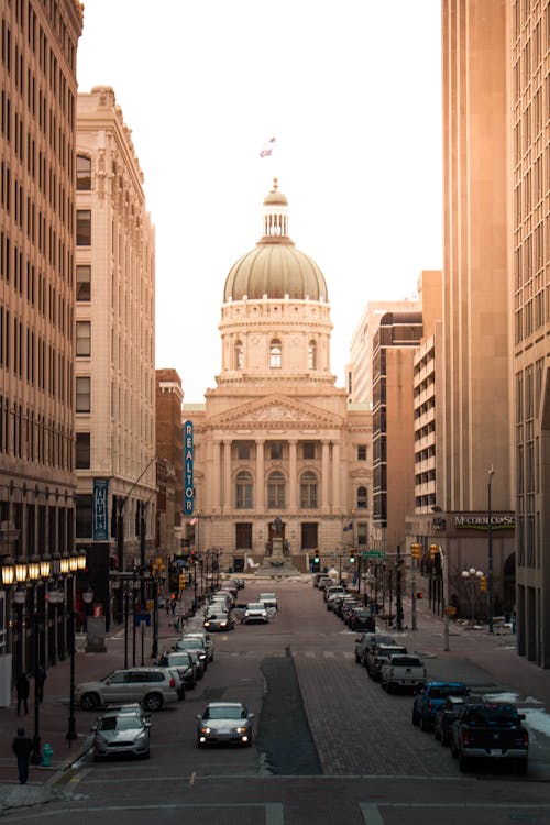 Indiana State House Downtown Indianapolis Modern Architecture City Design Urban Photography 4K Aesthetic Wallpaper Background