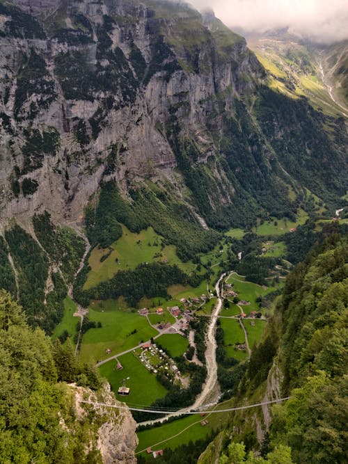 Green Valley in Mountains in Switzerland