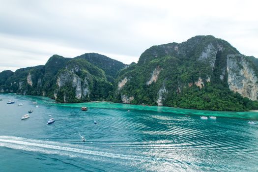 An Aerial Shot of the Phi Phi Islands in Thailand