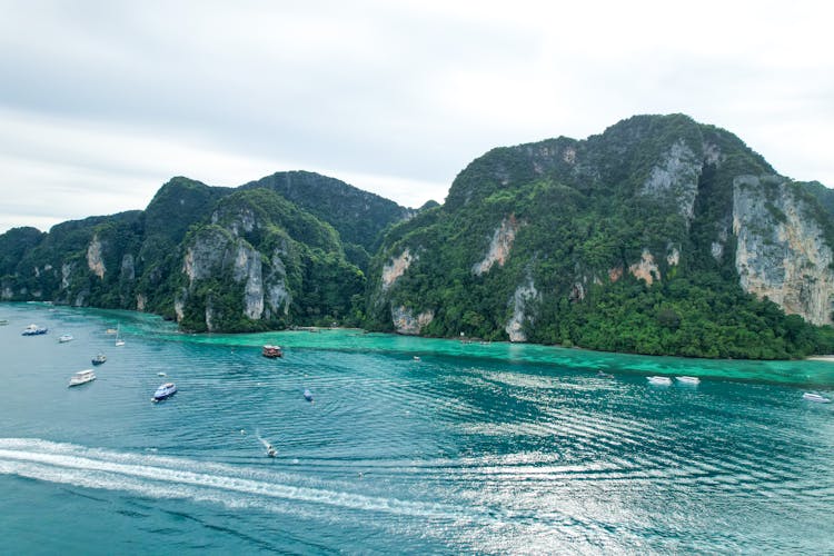 An Aerial Shot Of The Phi Phi Islands In Thailand