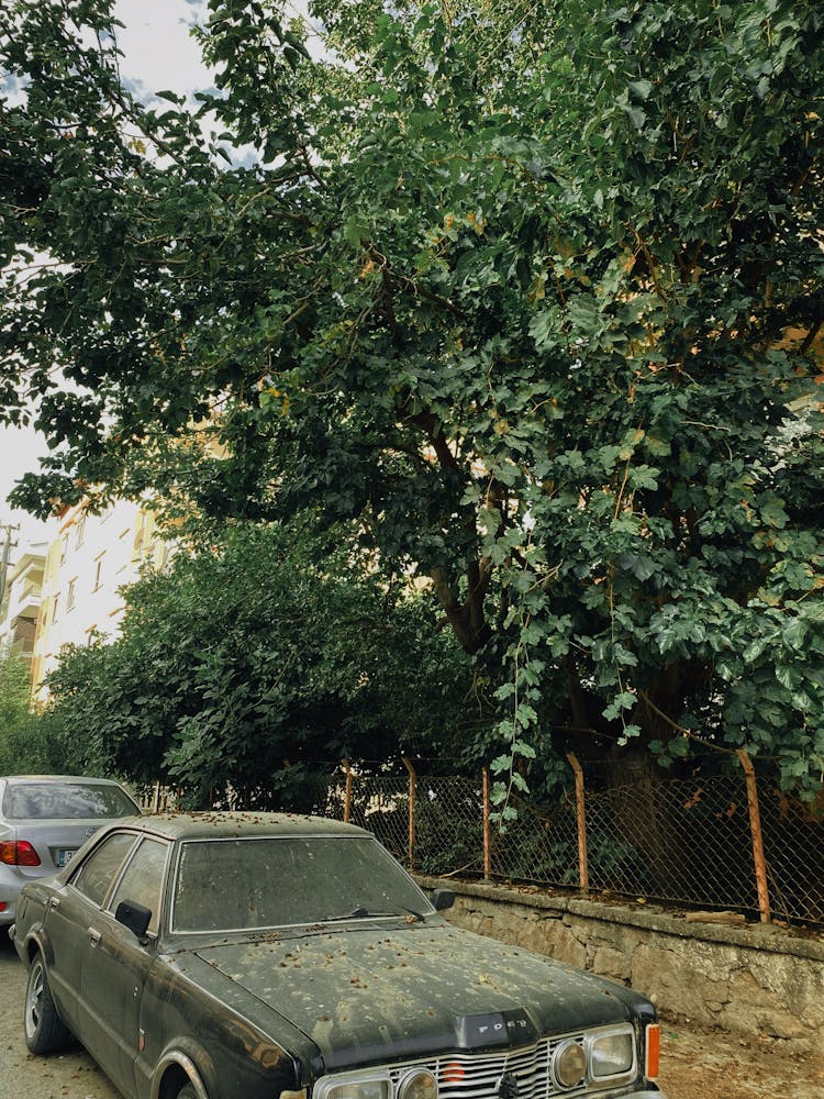 Black Car Parked Beside Sidewalk