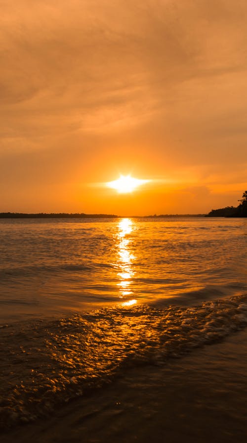 Sunlight over Sea Shore at Sunset