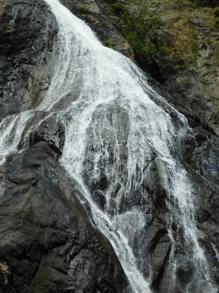 Close-up Of A Rocky Waterfall