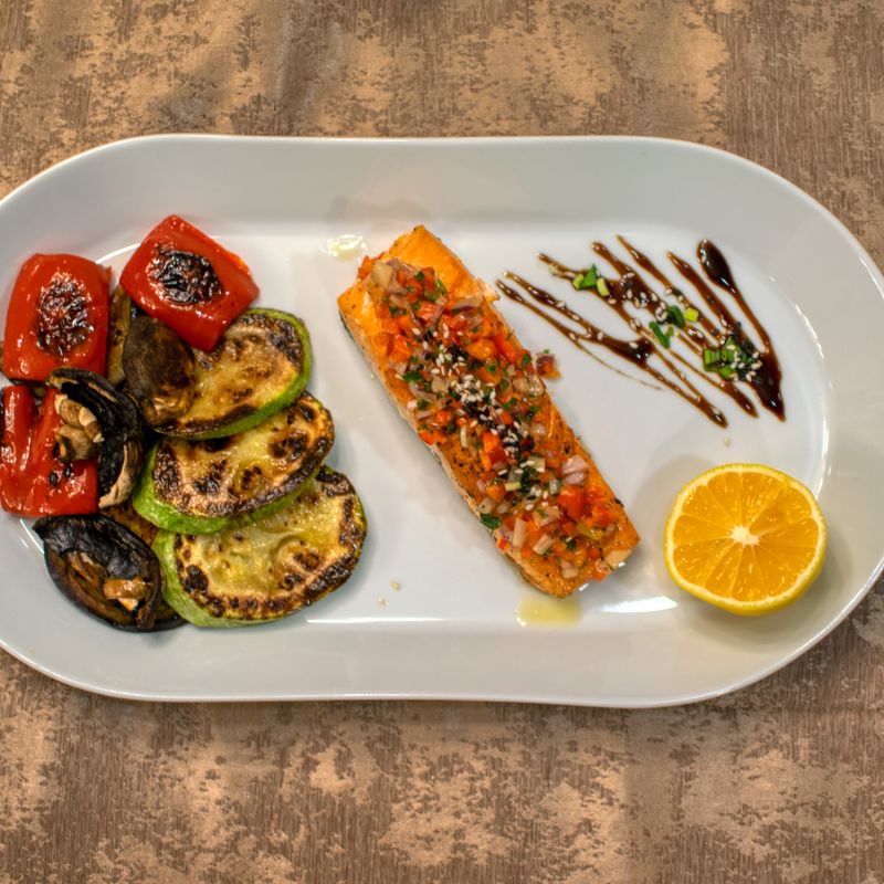 Farro with Roasted Vegetables, Feta and Balsamic