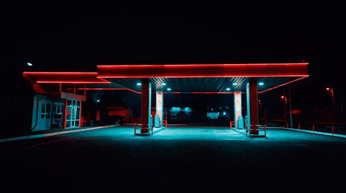 免费 夜间加油站 素材图片