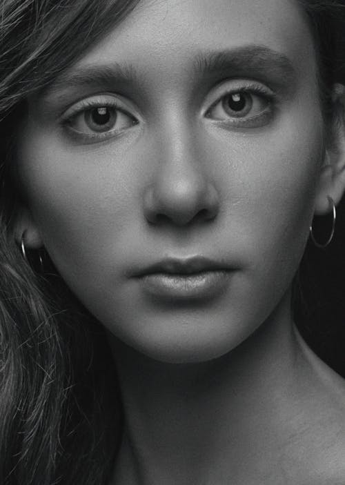Beautiful Woman in Grayscale Photography