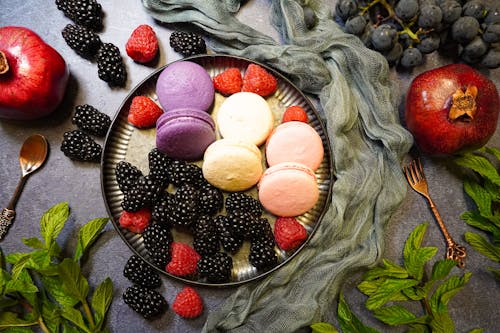 Free stock photo of berries, fruits, macarons