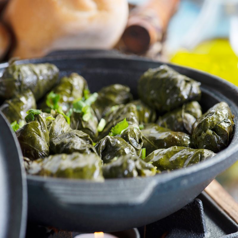 Stuffed Grape Leaves with Rice and Herbs (Dolmades)