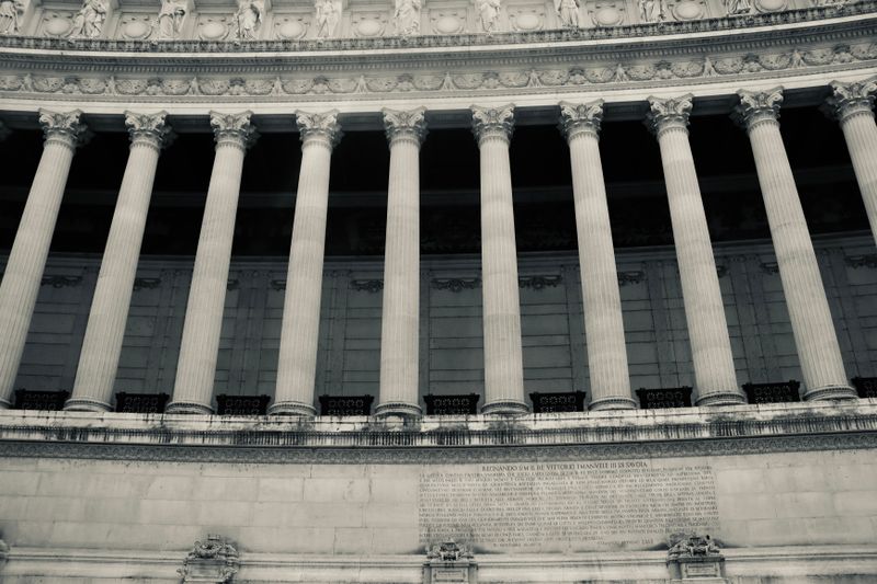 Neoclassical columns in a government building facade