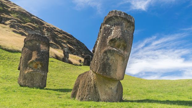 Orongo ceremonial village with archaeologist — Easter Island