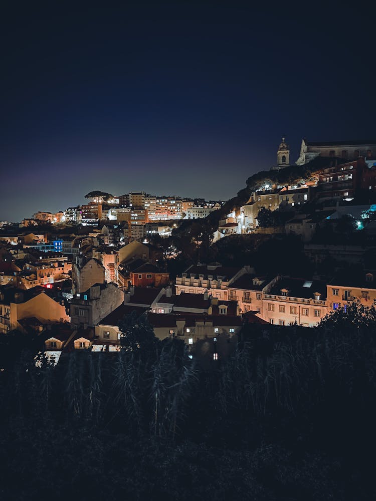 Illuminated City On A Hill