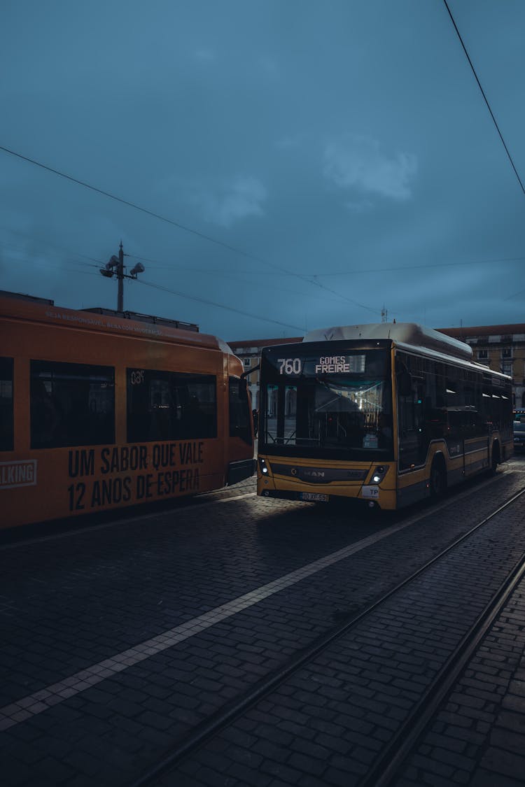 Yellow Bus On Road