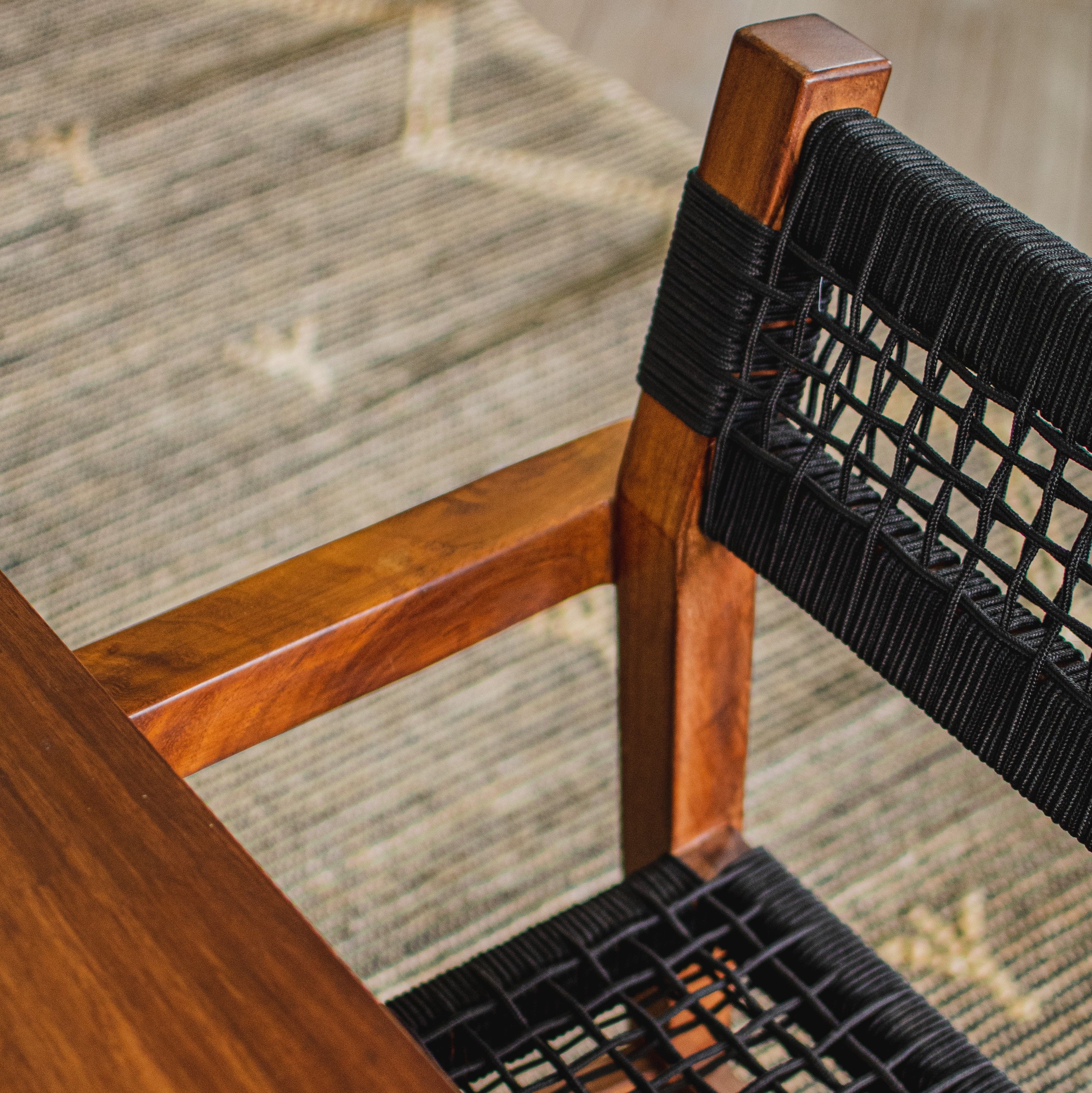 wooden dining chair close up