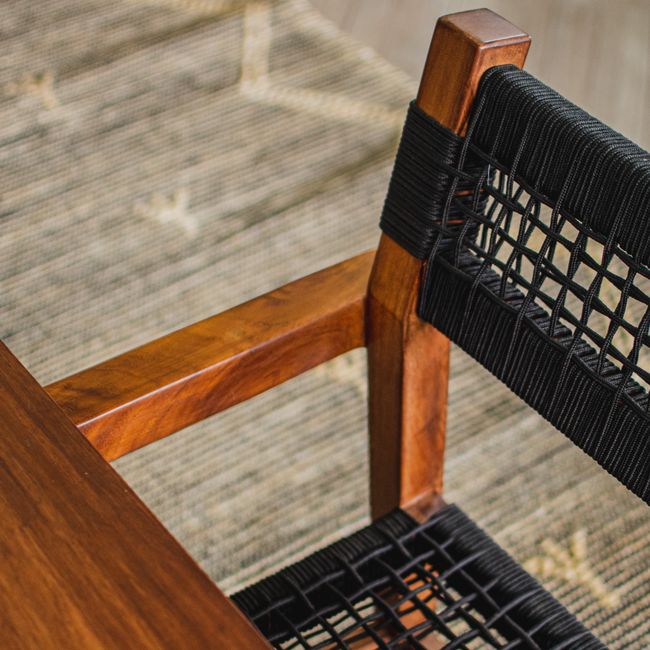 wooden dining chair close up