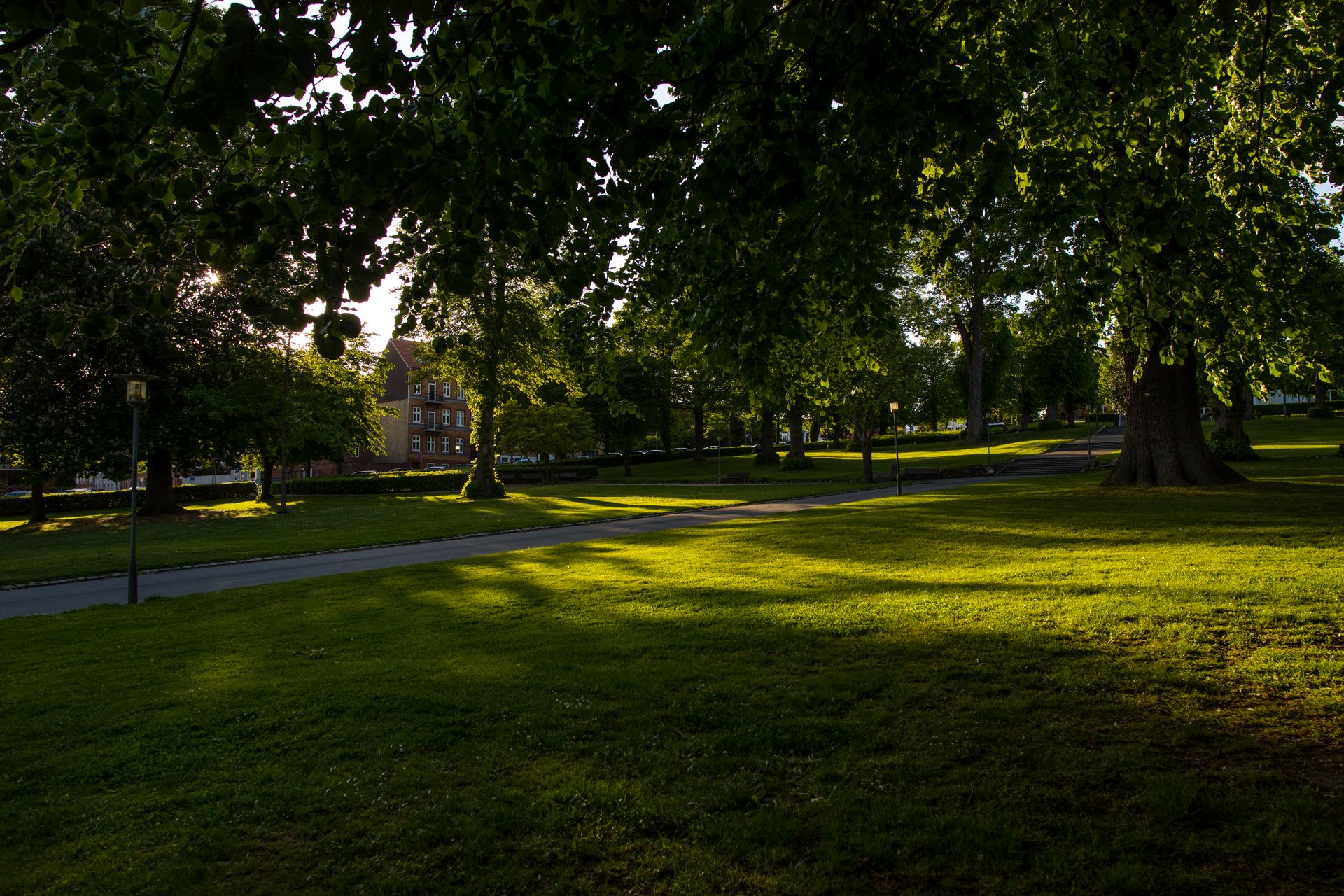 A green and beautiful park in the city of Horsens, Denmark