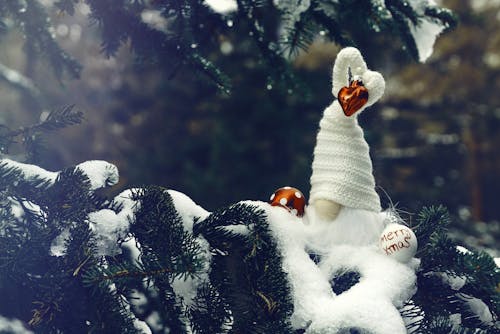 Close-Up Shot of Christmas Decorations on a Pine Tree