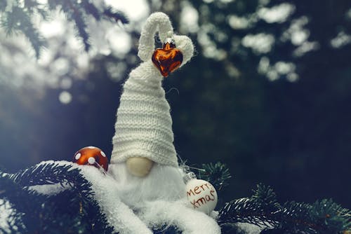 Close-Up Shot of Christmas Decorations on a Pine Tree