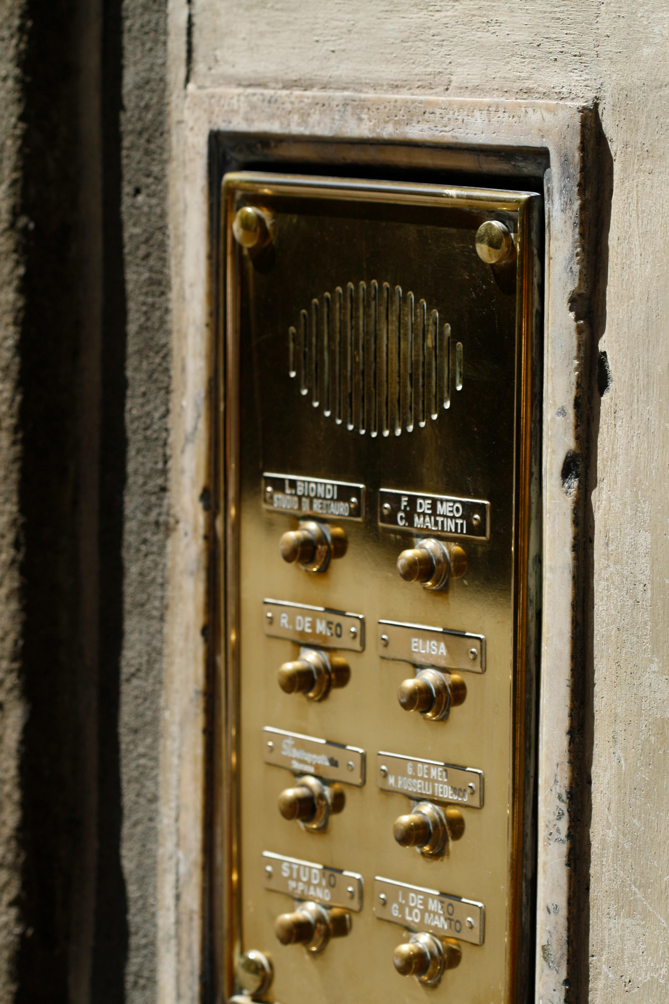Free stock photo of bourgie, brass, entry phone