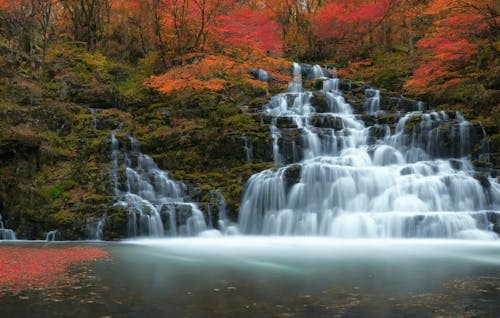 Majestic Blurred Waterfall Motion